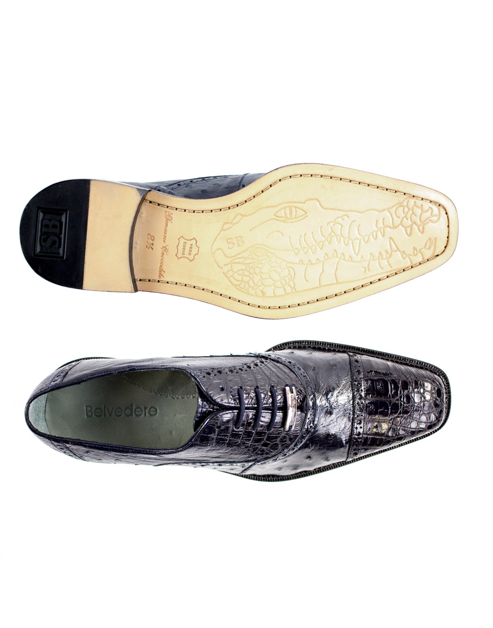 Belvedere Mare Ostrich/Eel Shoes Navy