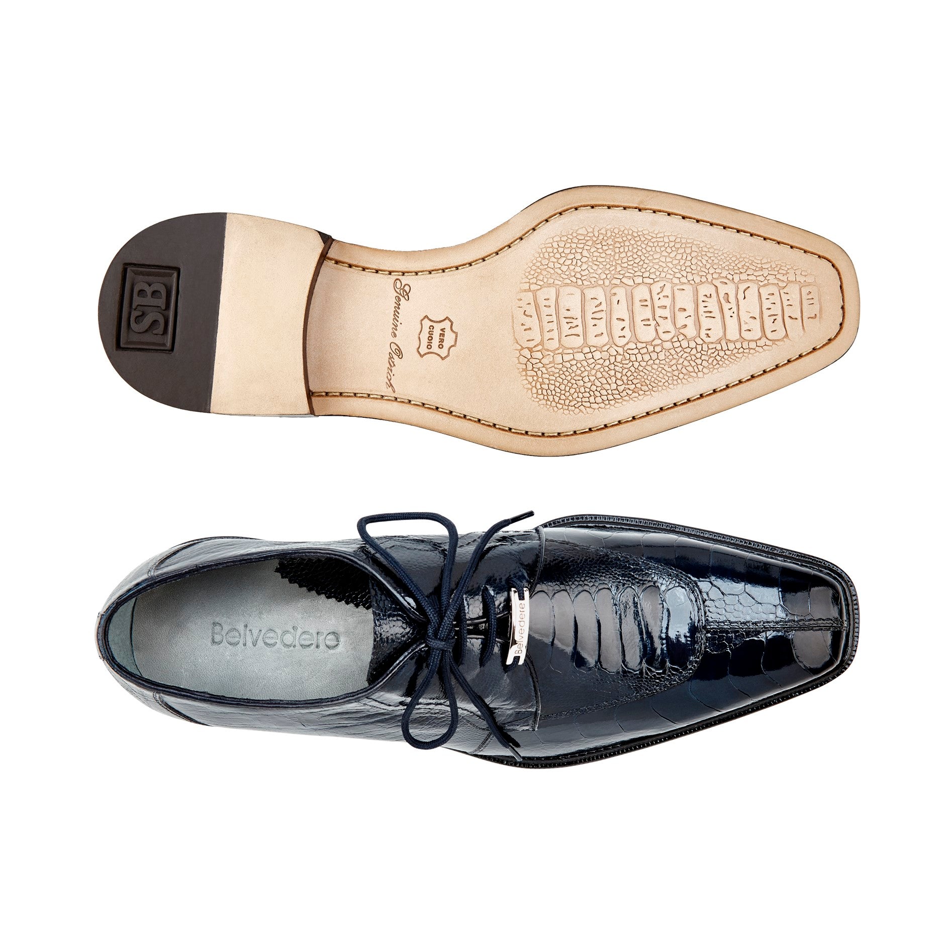 Belvedere Mare Ostrich/Eel Shoes Navy