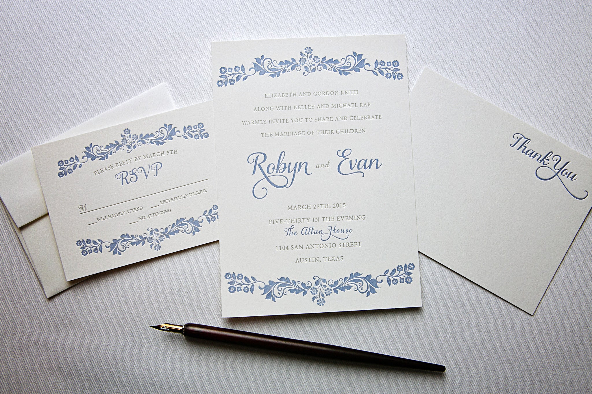 letterpress wedding invitation