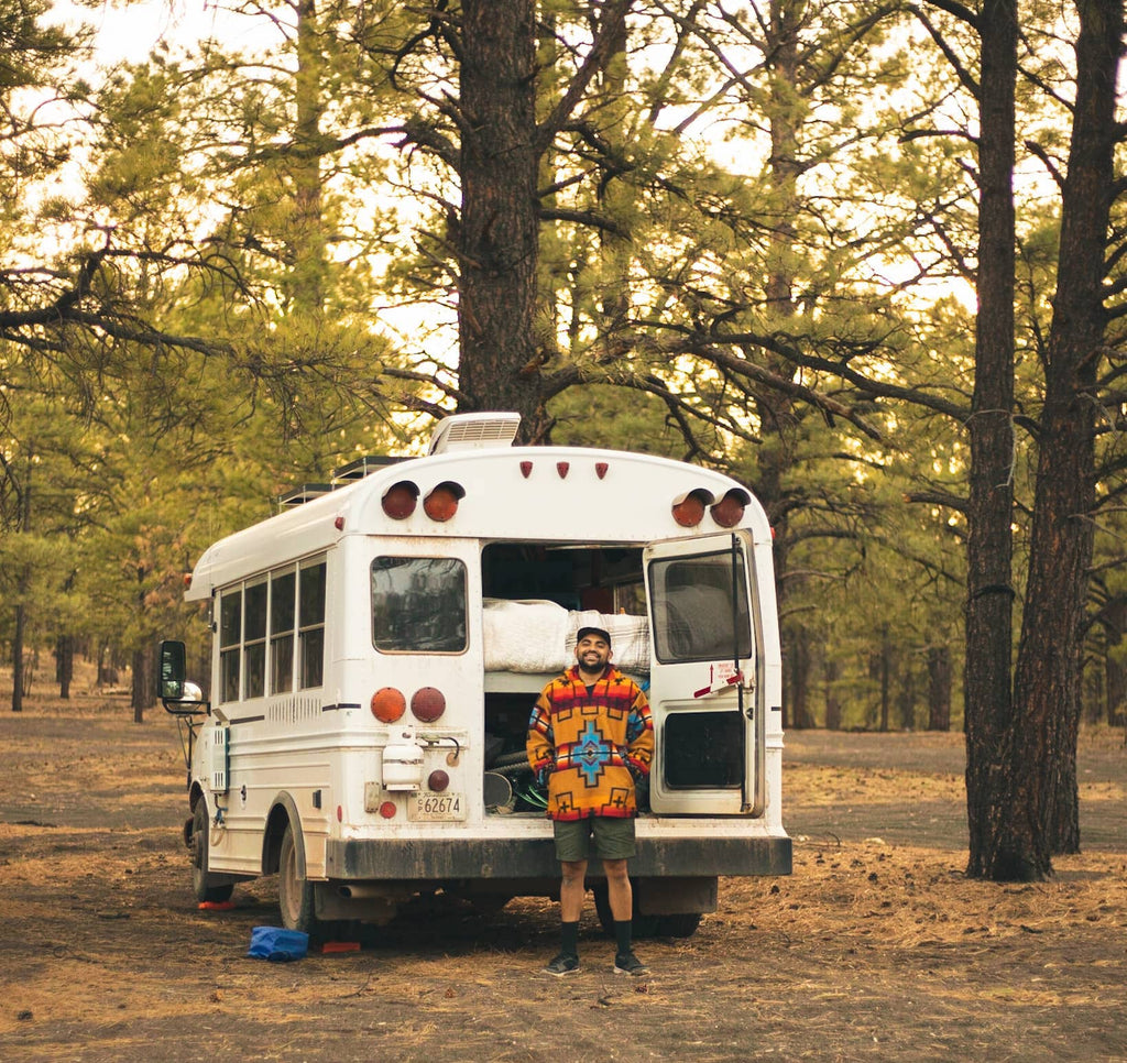 Brian Bear Butler in front of his bus