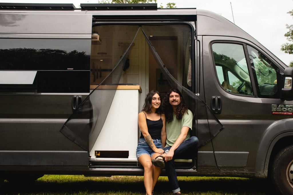 Katelynn and Ethan at the hunters vanlife sitting in the van