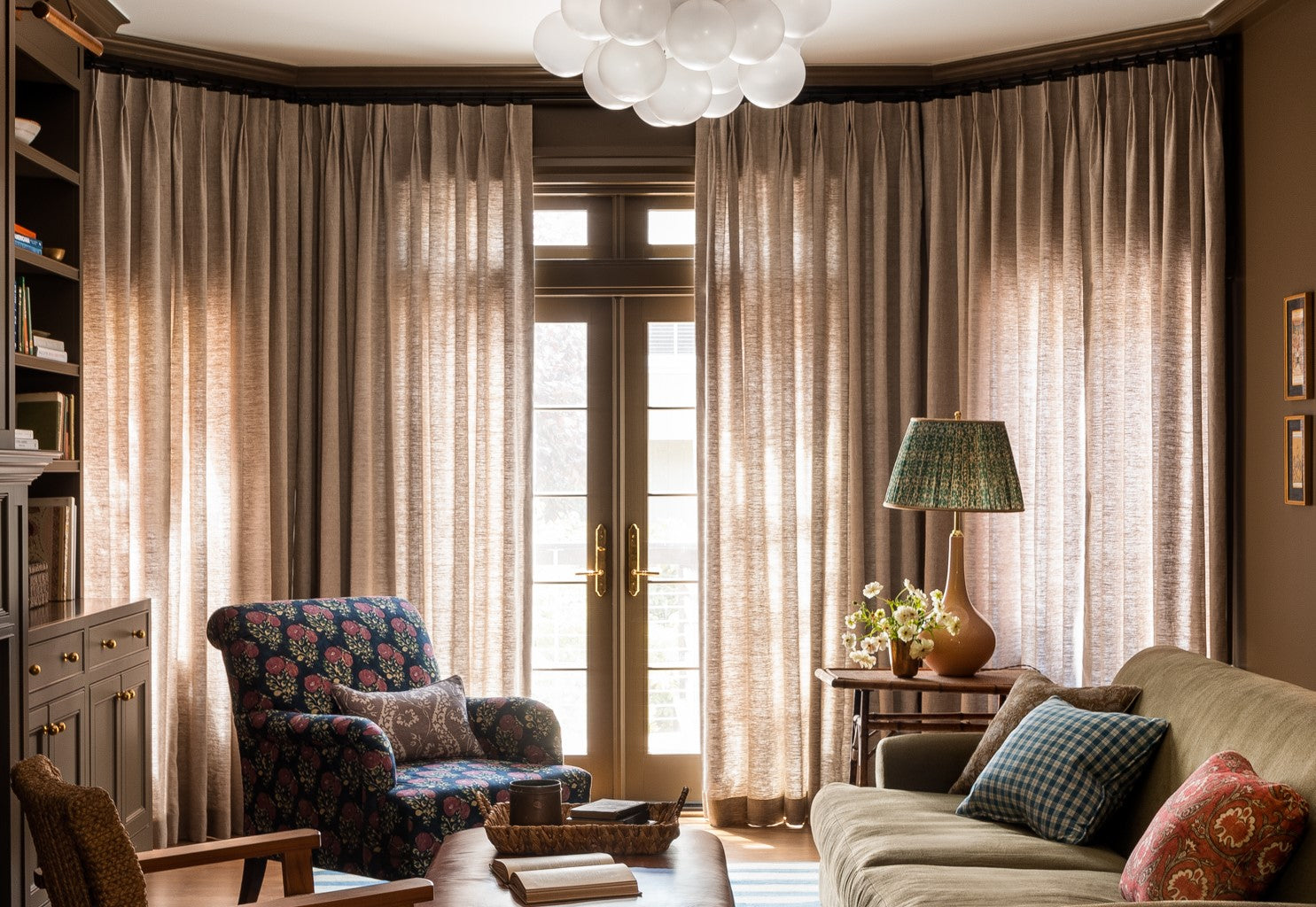 Double pinch pleat curtains and drapes