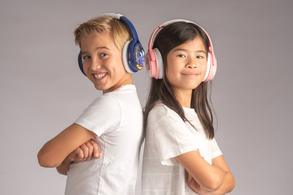 BuddyPhones Cosmos Active Noise Cancellation headphones for kids. SafeAudio headphones with volume-limiting