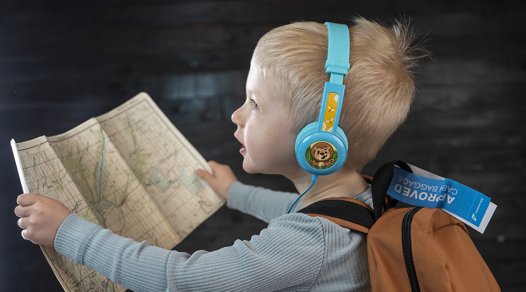 BuddyPhones Travel headphones for kids.