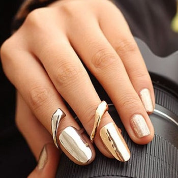 Amazon.com : Gold Finger Gel Glam Design Nail Press On Nails, Gel Nail Kit,  Polish Free Manicure Long Length : Beauty & Personal Care