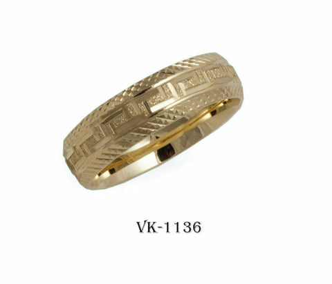 18k Solid Gold Elegant Ladies Modern Distress Finish Flat Band 6mm Ring VK1136v - Royal Dubai Jewellers