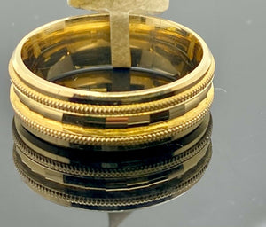 18k Ring Solid Gold Ladies Jewelry Modern Diamond Cut Design R2365 - Royal Dubai Jewellers