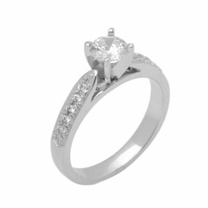 18k Solid Gold Elegant Ladies Modern Cathedral Prong Solitaire Ring D2136v - Royal Dubai Jewellers