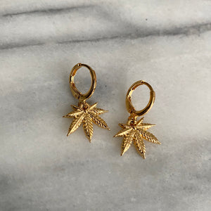 Weed Leaf Charm Mini Hoops - Blunted Objects