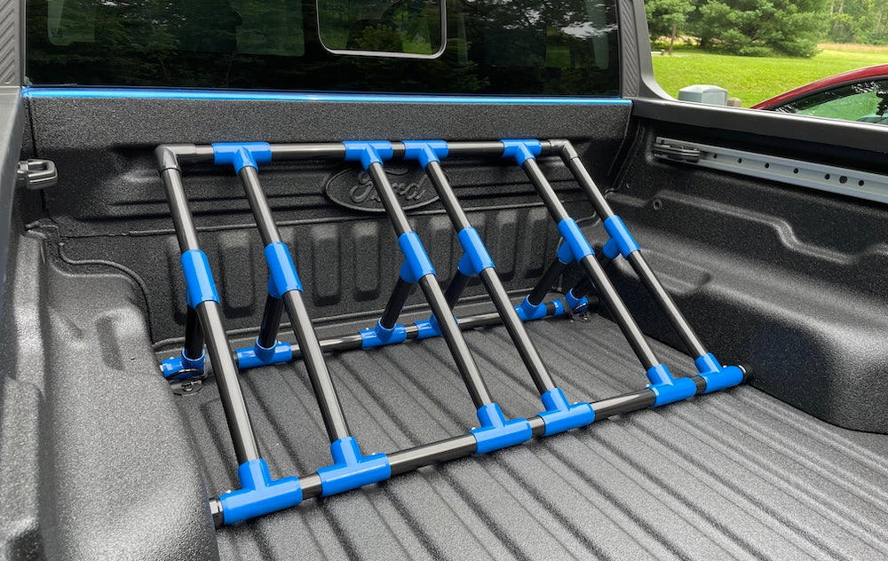 Bike Rack for Truck Bed made from PVC Pipe - Angle