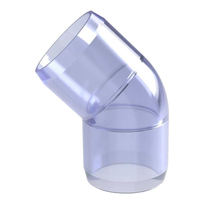 1-1/2 in. 45 Degree Furniture Grade PVC Elbow Fitting - Clear - FORMUFIT