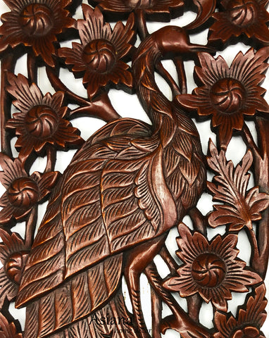 Home Decor Wall Art Animals Peacock Wall Decor. Carved Wood Wall Panels ...