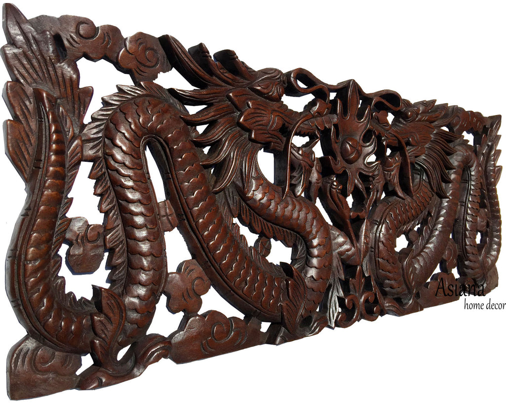 Dragon Wood Carved Wall Panel. Asian Chinese Home Decor. Decorative Wo