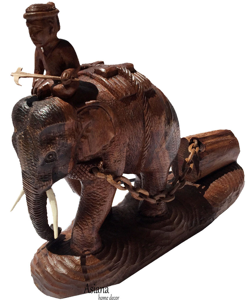 Great Selection Centerpiece Accent Carved Wood Elephant -4441