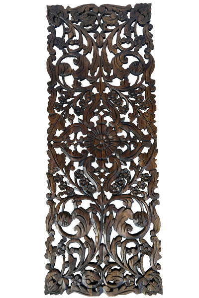 Asian Home  Decor  Floral Wood Carved Wall  Panel Wall Art  