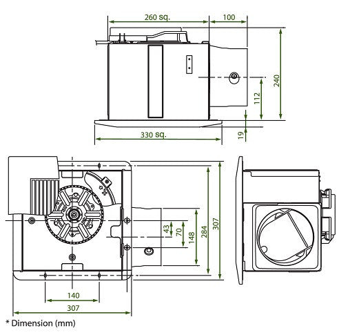 Kdk Ceiling Mounted 27cm 330cmh Ventialting Fan 27chh