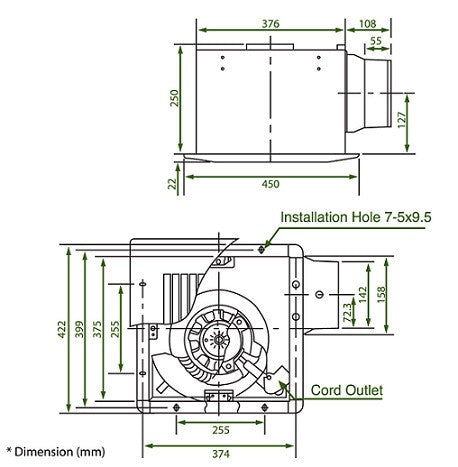 Kdk Ceiling Mounted 38cm 800cmh Ventilating Fan 38chg Hong Kwang