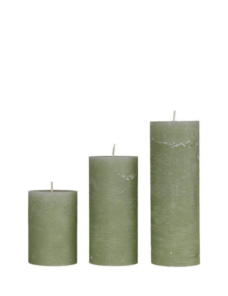 Rustic candle bloklys, diameter 7 cm - GREEN • Cozy | Copenhagen Design
