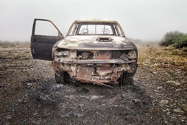 abandoned car after emp