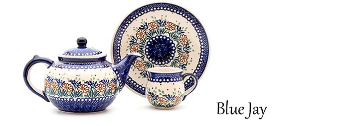 Traditional Polish Pottery: Blue Jay