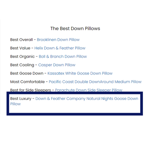 Best Luxury Down Pillow by sleepfoundation.org