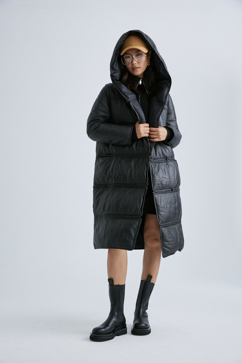 MJ093 2 Lengths Lambskin WDD Boxer Hooded Coat