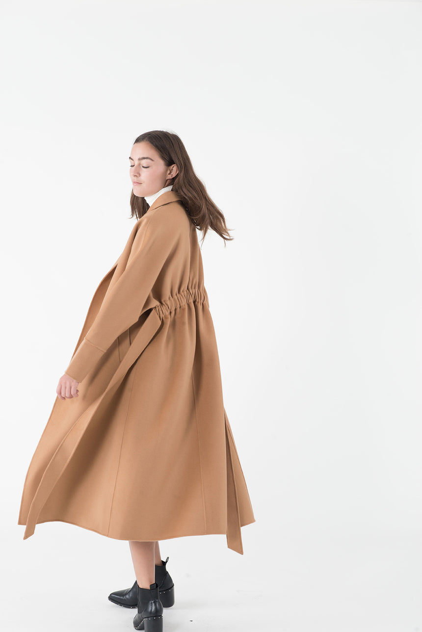 camel coat with hood