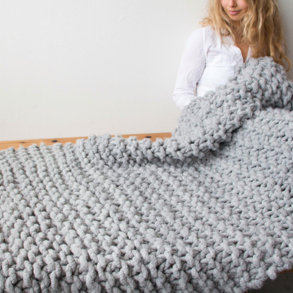 Ridgeline Blanket - Free Chunky Knit Pattern - Love Fest Fibers