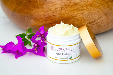 Honey Girl Organics Foot Balm with flowers