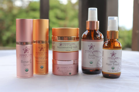 Lineup of Honey Girl Organics Products