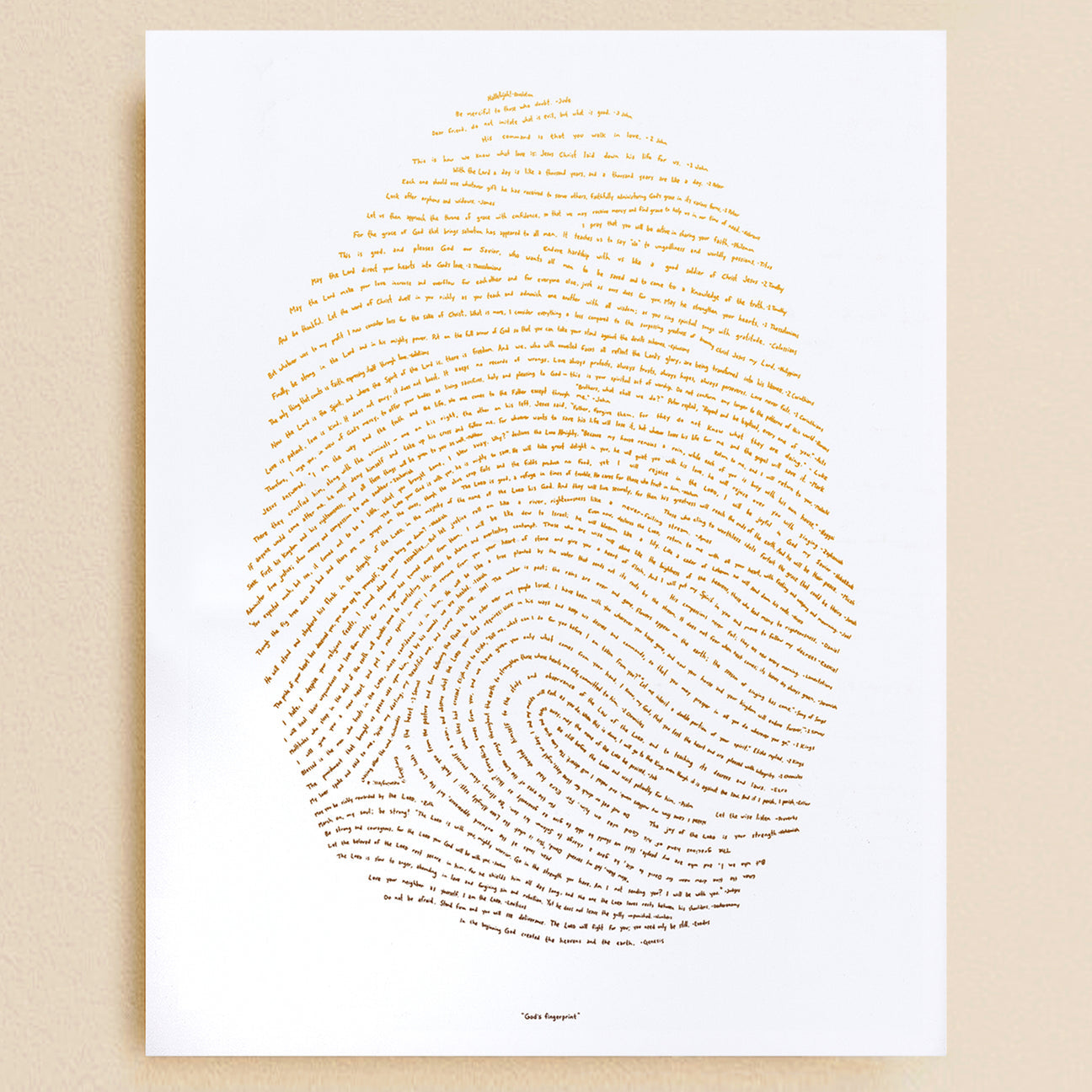 18x24 Illuminated Fingerprint - Gold | Scripture Art Print