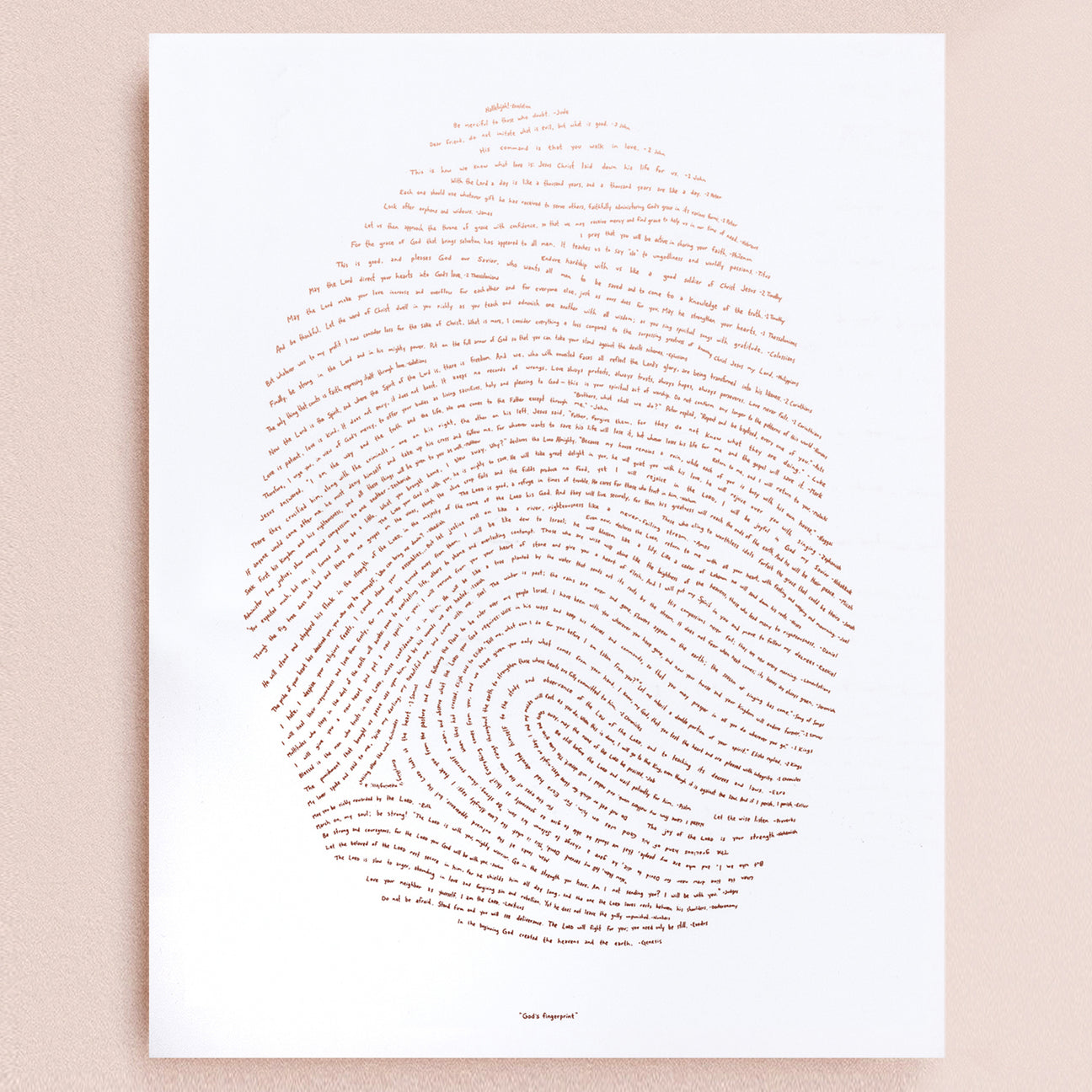 18x24 Illuminated Fingerprint - Rose Gold | Scripture Art Print