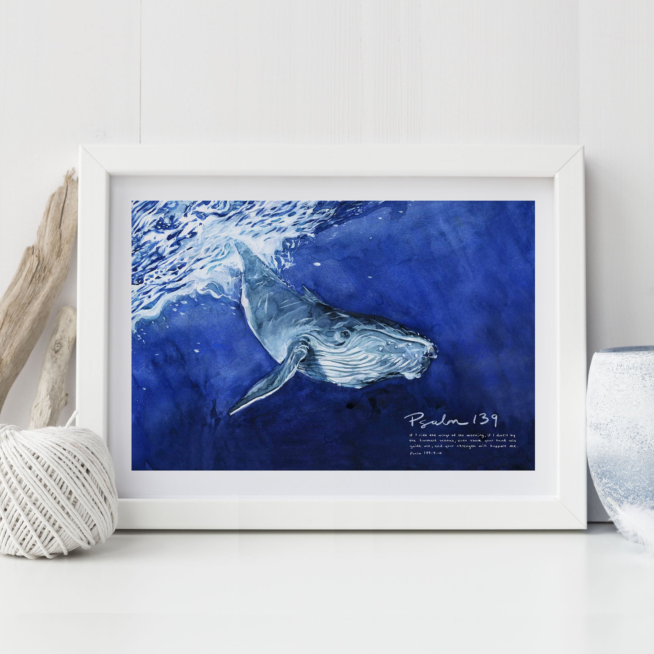 Whale Oceans Art Print - Psalm 139