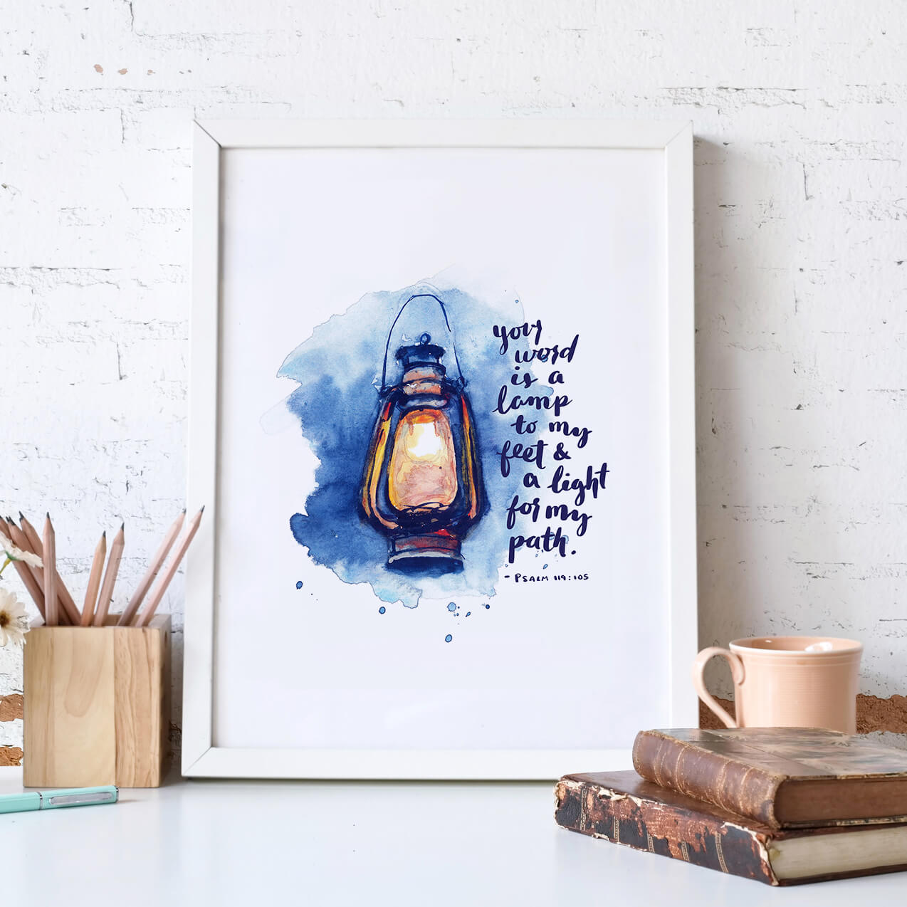 Framed Lamp Unto My Feet Art Print | Psalm 119:105