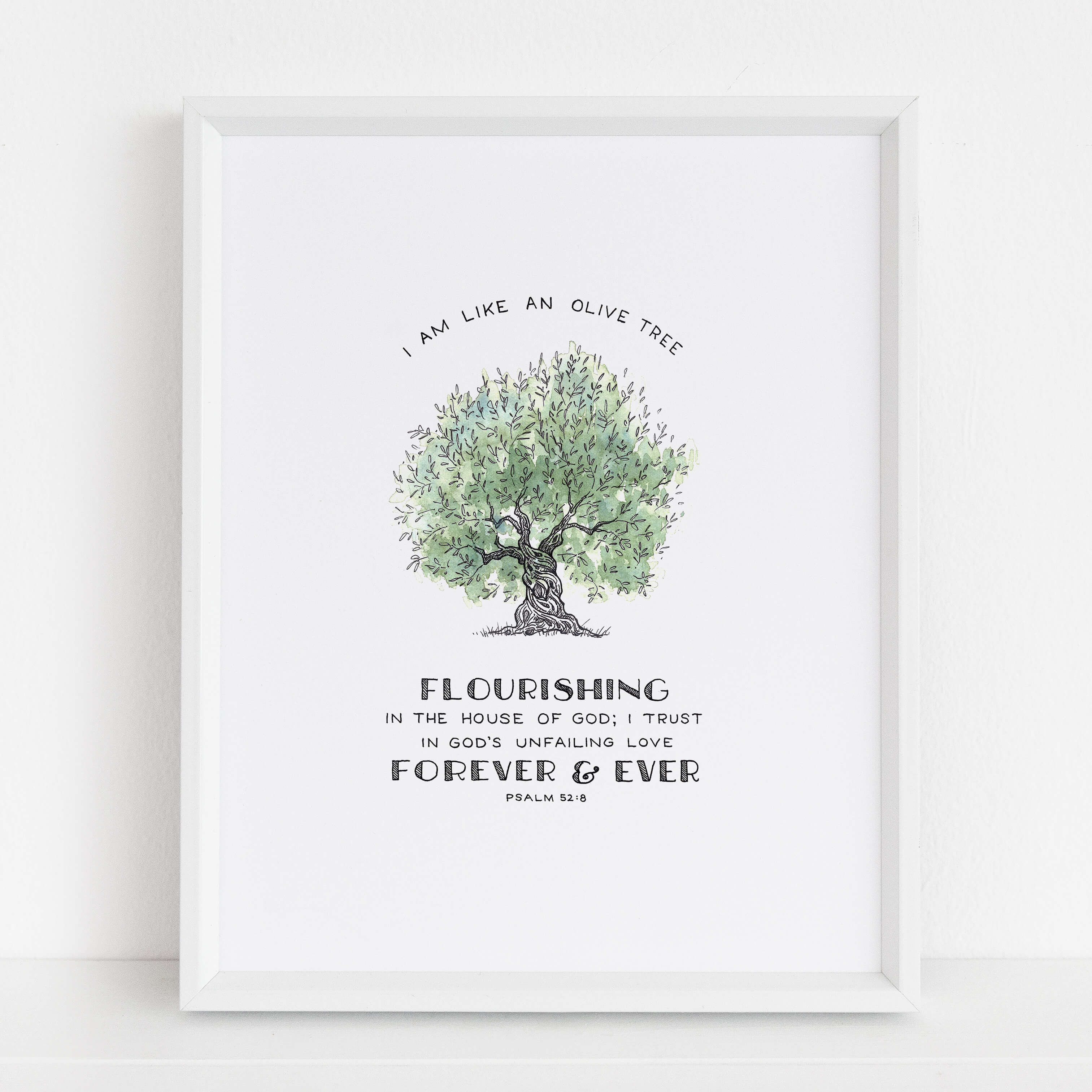 Framed Flourishing Olive Art Print | Psalm 52:8