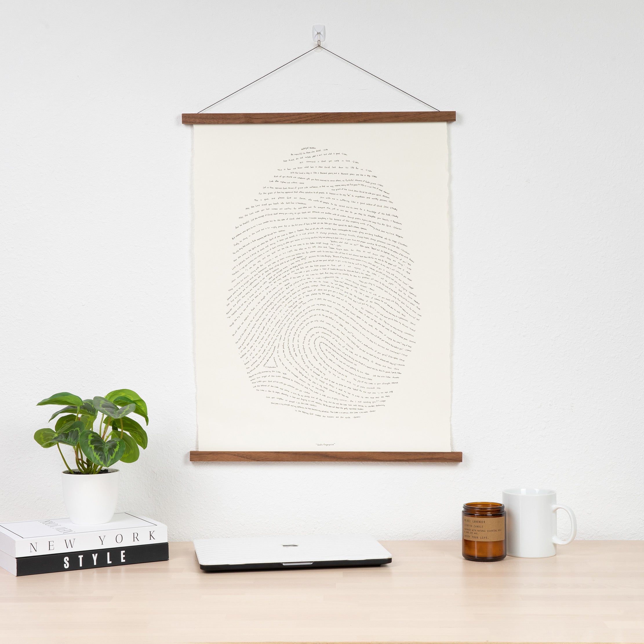 God's Fingerprint Screenprint With Walnut Hanging Frame