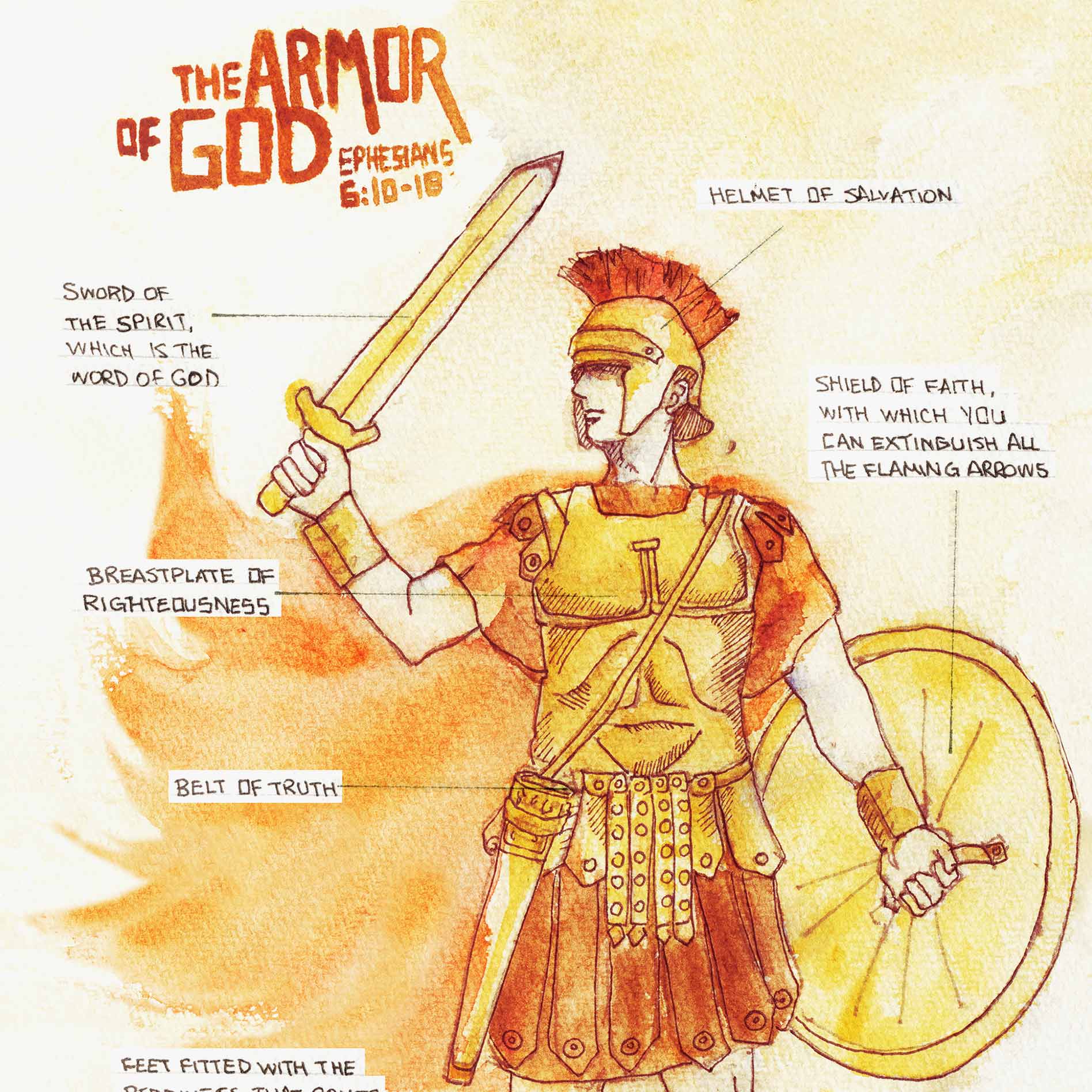 Armor of God Ephesians 61117 Scripture Art Print