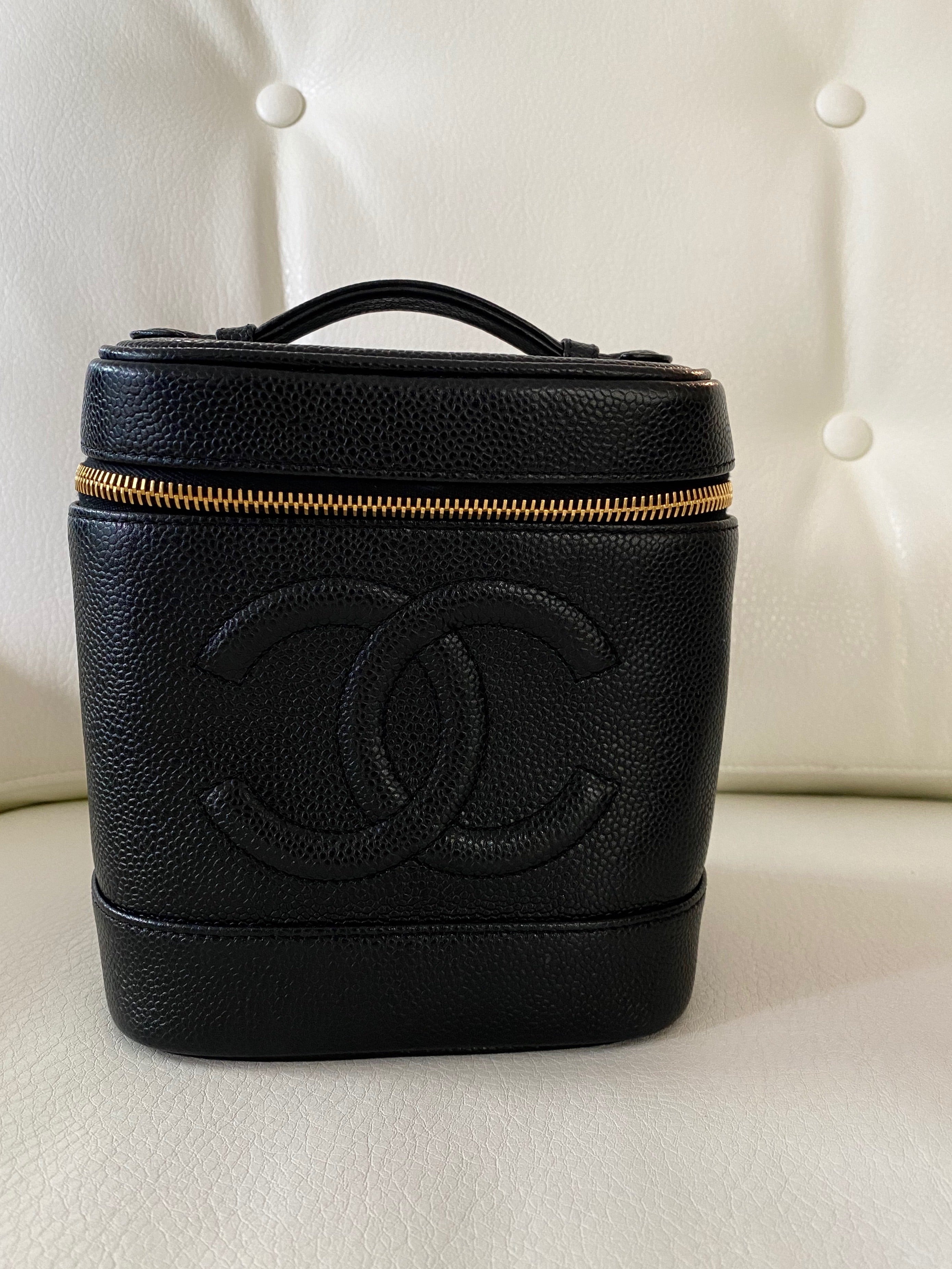 Chanel Filigree Vanity Case Quilted Caviar Large at 1stDibs