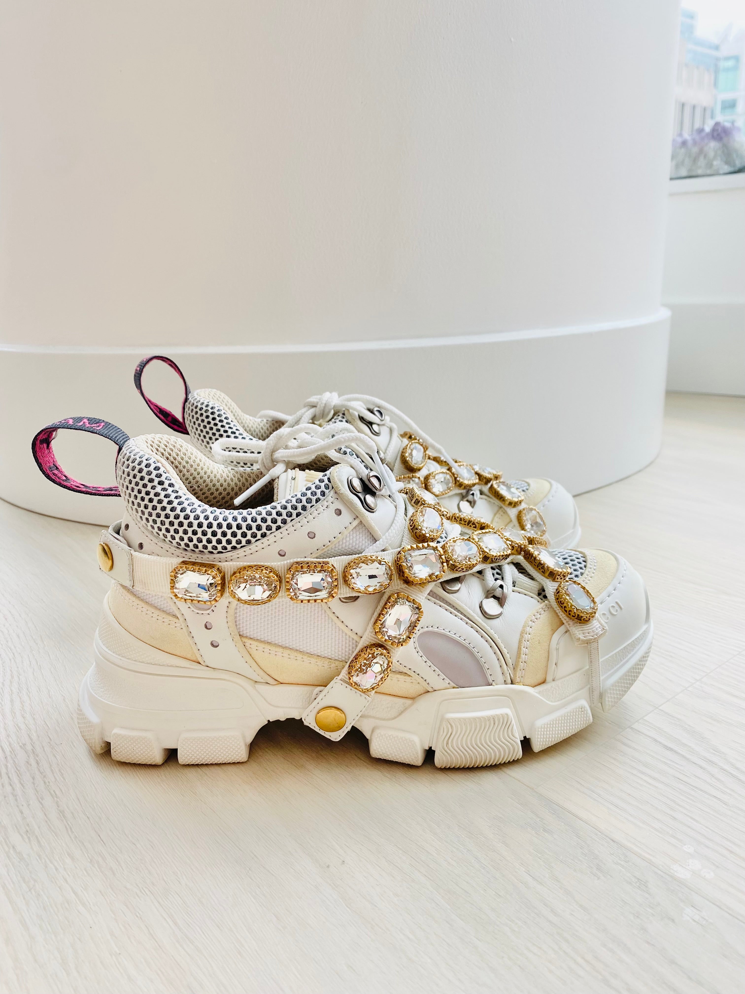 Gucci Flashtrek sneaker with removable crystals – Beccas Bags Boutique