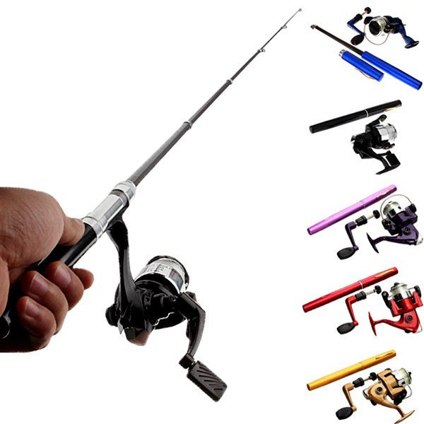 Mini Telescopic Portable Pocket Pen Fishing Rod Reel+Nylon Line set ...