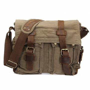 American Style Canvas Leather Casual Shoulder Bag - GhillieSuitShop ...