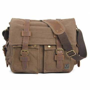 American Style Canvas Leather Casual Shoulder Bag - GhillieSuitShop ...