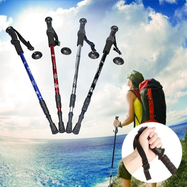 3-section Adjustable Canes Walking Hiking Sticks Trekking Pole Compass