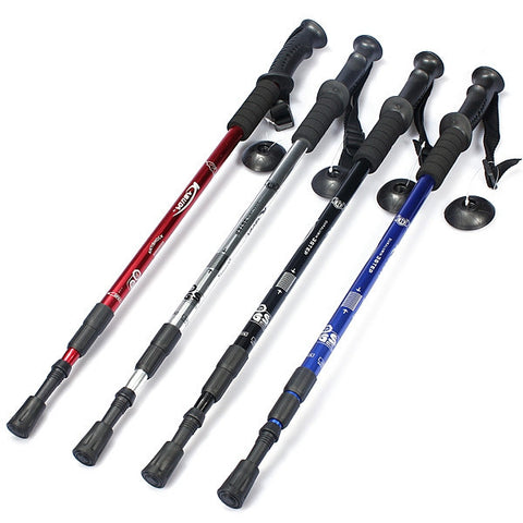 3-section Adjustable Canes Walking Hiking Sticks Trekking Pole Compass