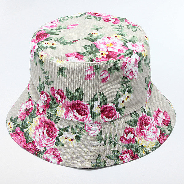 Women Cotton Floral Fishing Hat Boonie Bucket Summer Sun Cap Outdoor ...