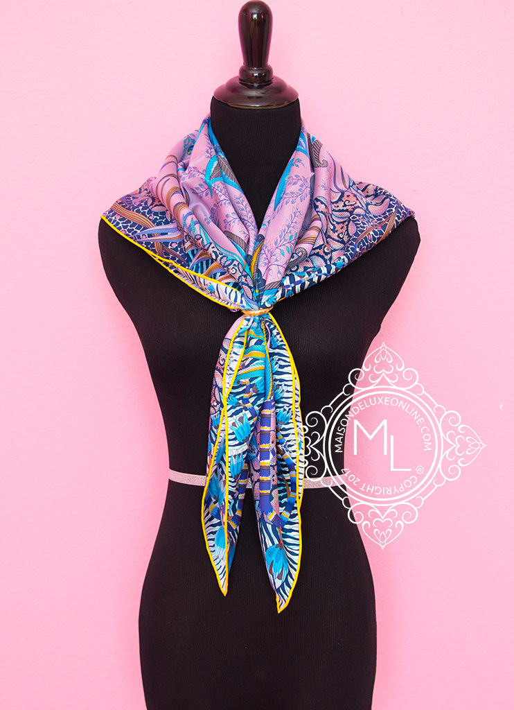 Hermes Purple Twill Silk 90 cm Flowers of South Africa Scarf Shawl ...