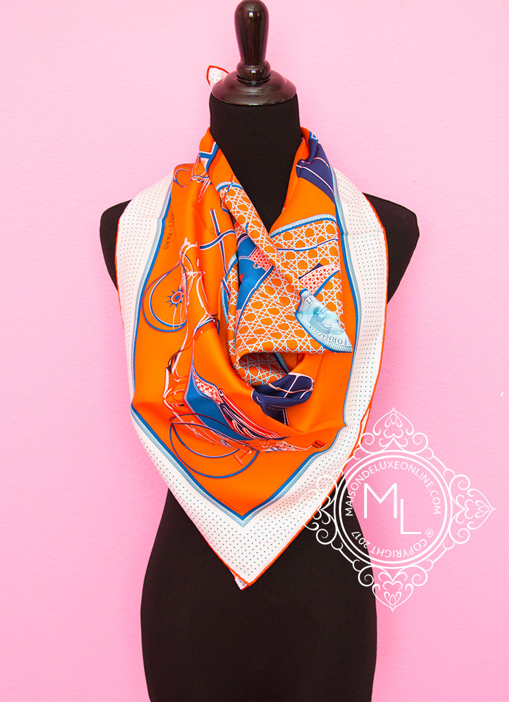 hermes orange silk scarf