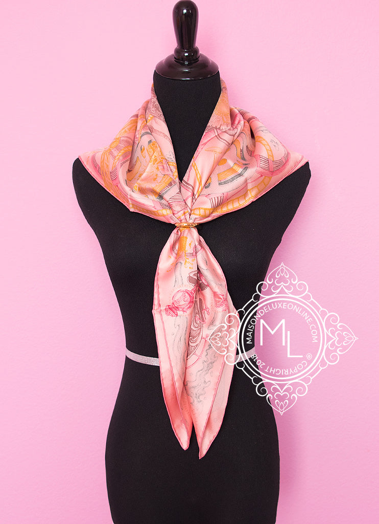 Hermes Pink Twill Silk 90 cm 36 The Horsawards Scarf Shawl Wrap Carre ...