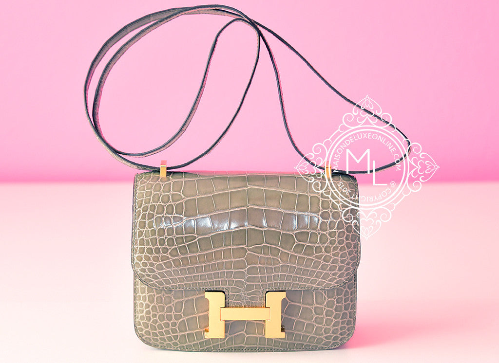 Hermes Gris Tourterelle Crocodile Constance Mini Bag – MAISON de LUXE