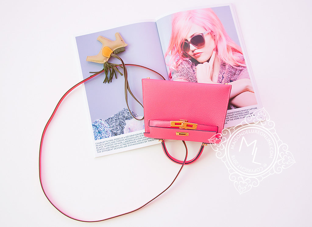 Hermes Rose Lipstick Pink Mini Kelly Ii Chevre Pochette Clutch Bag Maison De Luxe